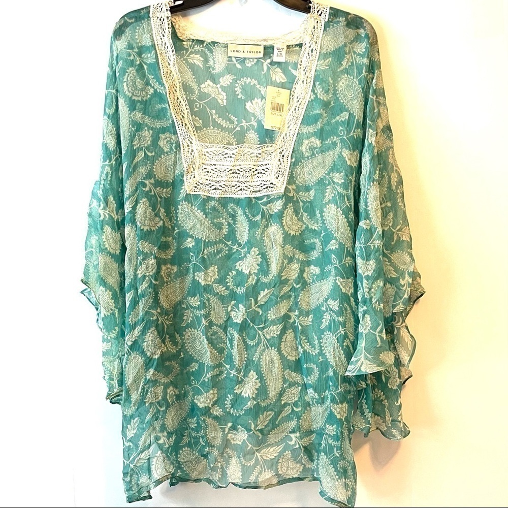 Vintage Lord and Taylor paisley sheer blouse